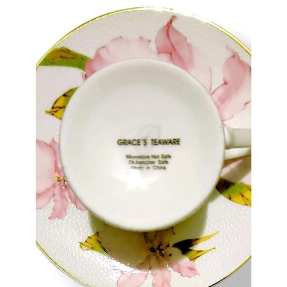 Grace Teaware FLORAL Demitasse Espresso Cup and Saucer Set (Service for 4) - Picture 5 of 7